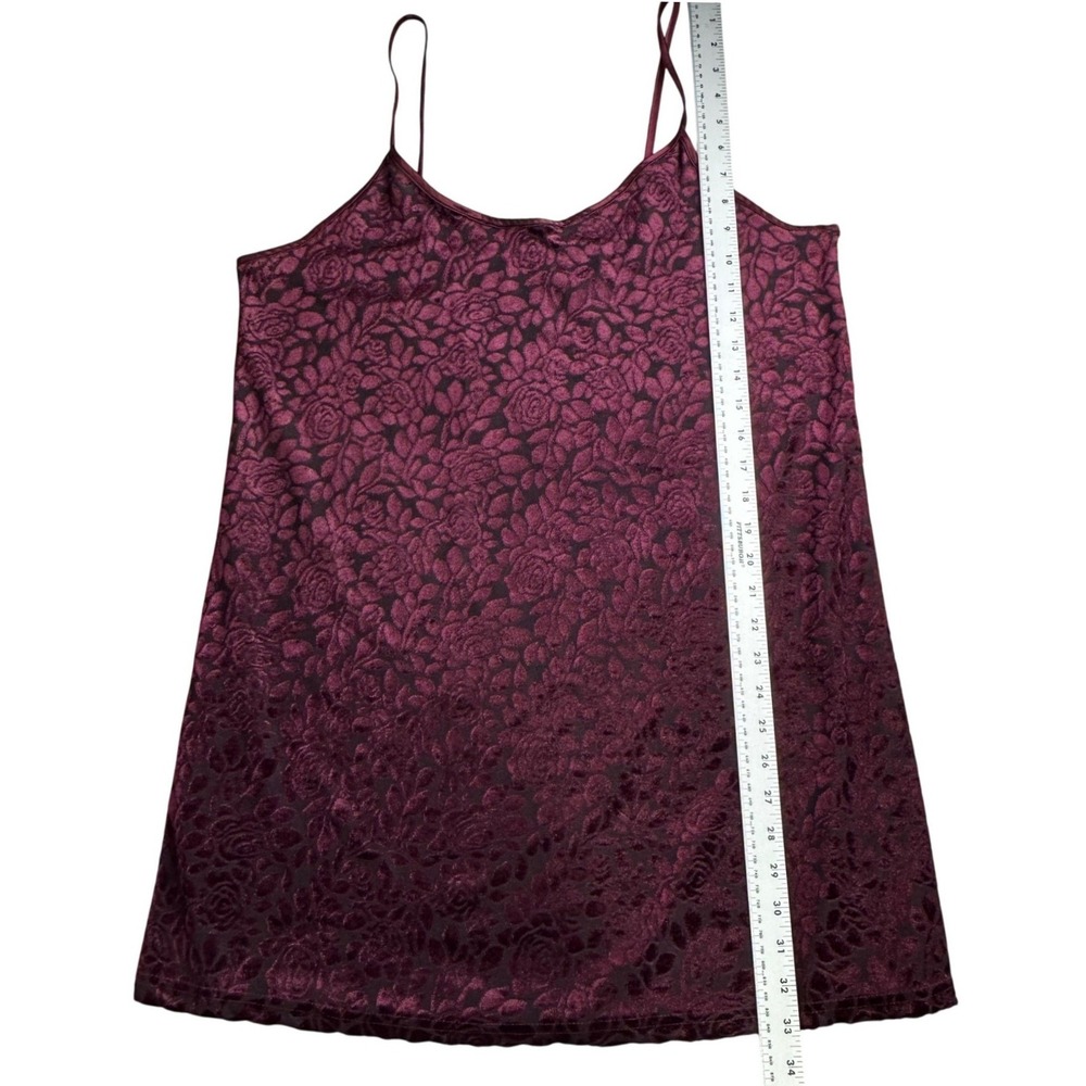 Vassarette Womens Burgundy Floral Burnout Velvet Camisole Tank Top Large RN90048 - Picture 8 of 16